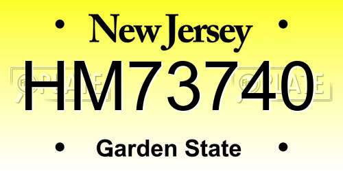 HM73740 New Jersey License Plate