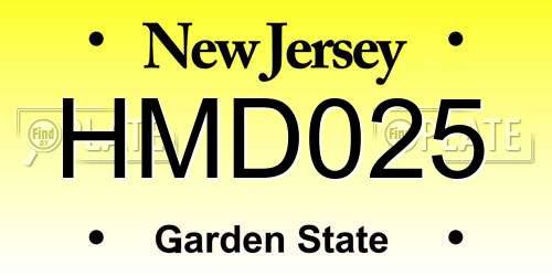 HMD025 New Jersey License Plate