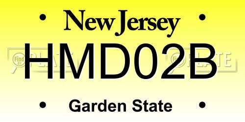 HMD02B New Jersey License Plate