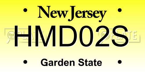 HMD02S New Jersey License Plate