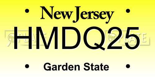 HMDQ25 New Jersey License Plate