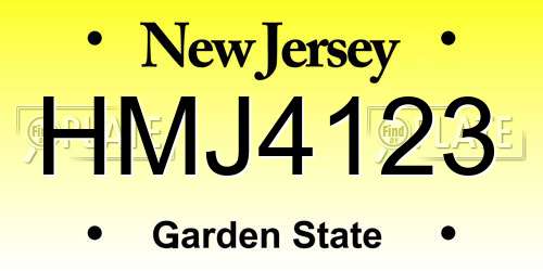 HMJ4123 New Jersey License Plate