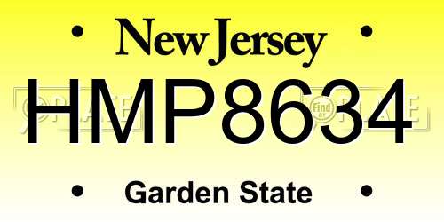 HMP8634 New Jersey License Plate