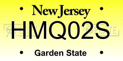 HMQ02S New Jersey License Plate
