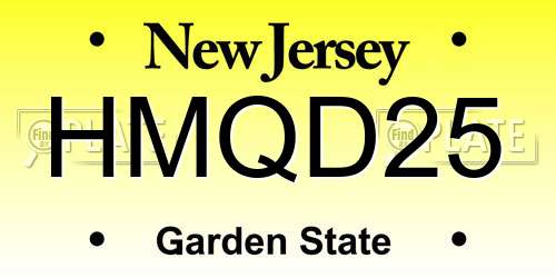 HMQD25 New Jersey License Plate