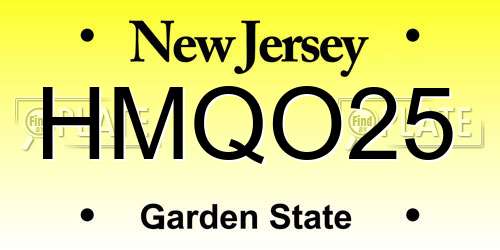 HMQO25 New Jersey License Plate
