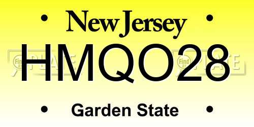 HMQO28 New Jersey License Plate