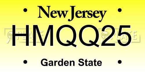 HMQQ25 New Jersey License Plate