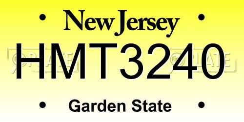 HMT3240 New Jersey License Plate