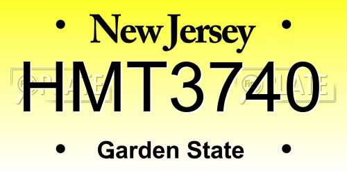 HMT3740 New Jersey License Plate