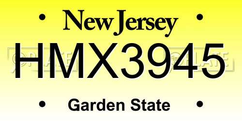 HMX3945 New Jersey License Plate