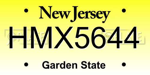 HMX5644 New Jersey License Plate