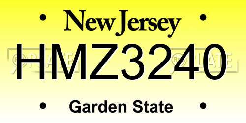 HMZ3240 New Jersey License Plate