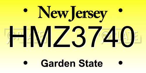HMZ3740 New Jersey License Plate
