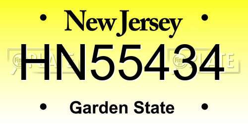 HN55434 New Jersey License Plate