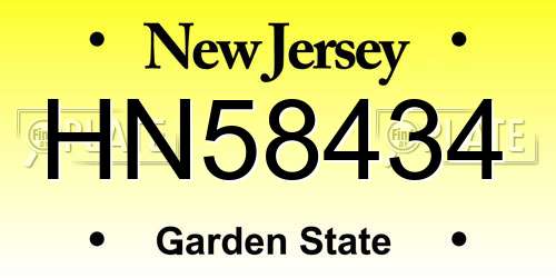 HN58434 New Jersey License Plate