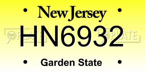 HN6932 New Jersey License Plate