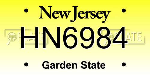 HN6984 New Jersey License Plate
