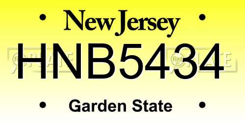 HNB5434 New Jersey License Plate