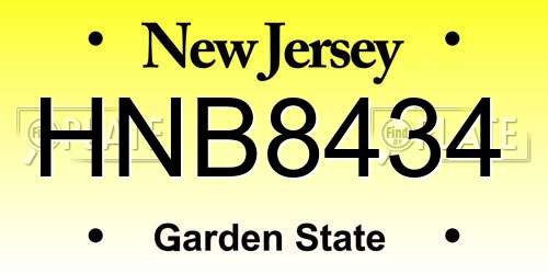 HNB8434 New Jersey License Plate