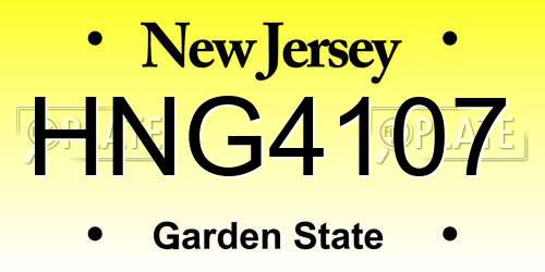 HNG4107 New Jersey License Plate