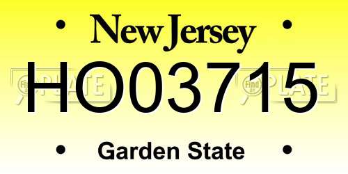 HO03715 New Jersey License Plate