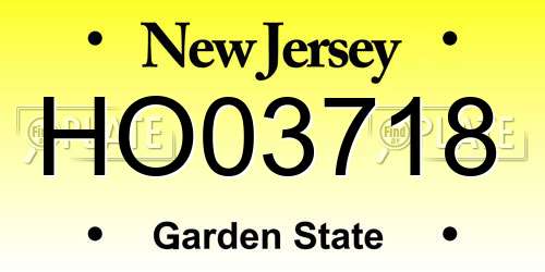 HO03718 New Jersey License Plate