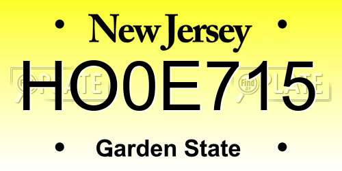 HO0E715 New Jersey License Plate