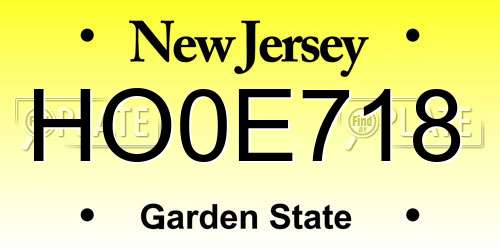 HO0E718 New Jersey License Plate