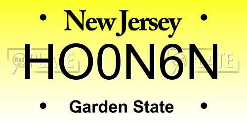 HO0N6N New Jersey License Plate