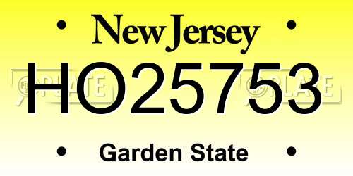 HO25753 New Jersey License Plate