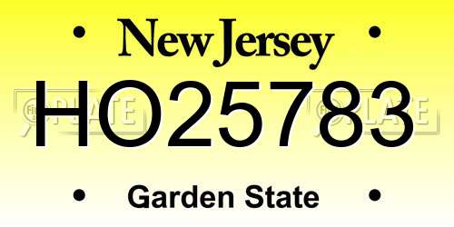 HO25783 New Jersey License Plate