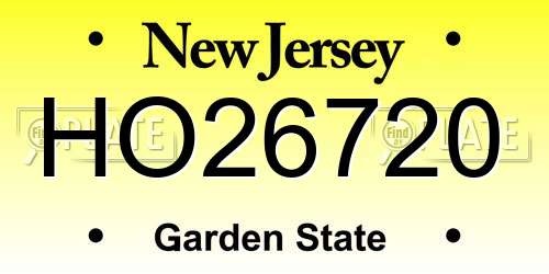 HO26720 New Jersey License Plate