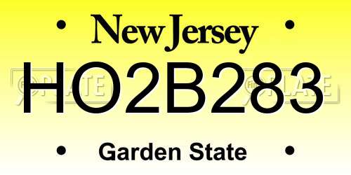 HO2B283 New Jersey License Plate