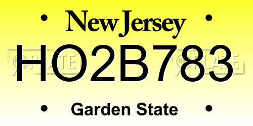 HO2B783 New Jersey License Plate