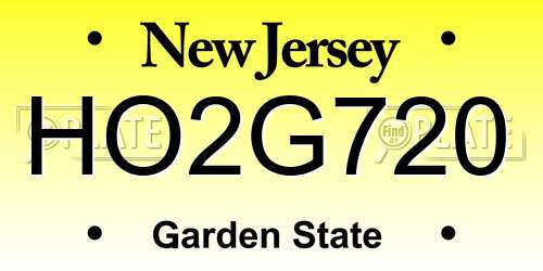 HO2G720 New Jersey License Plate