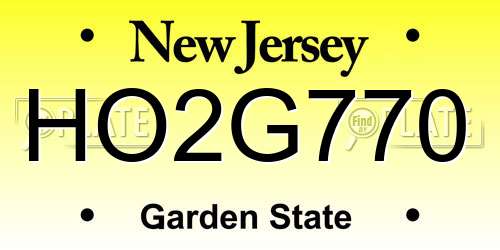 HO2G770 New Jersey License Plate