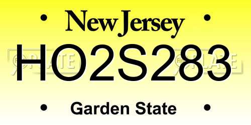 HO2S283 New Jersey License Plate