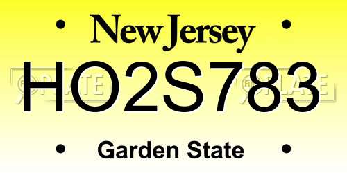 HO2S783 New Jersey License Plate