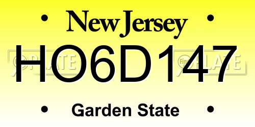 HO6D147 New Jersey License Plate