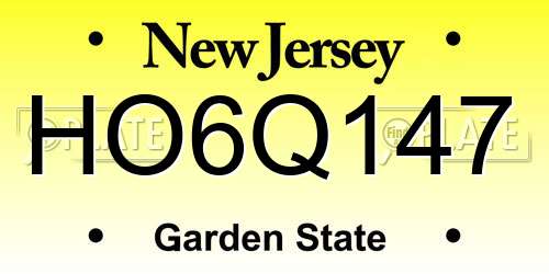 HO6Q147 New Jersey License Plate