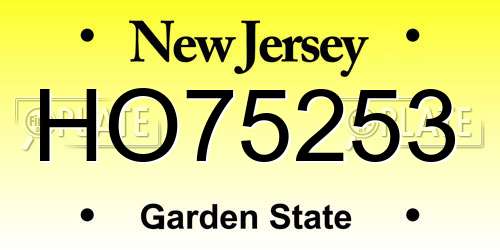 HO75253 New Jersey License Plate