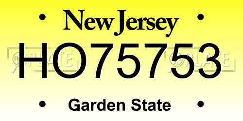 HO75753 New Jersey License Plate