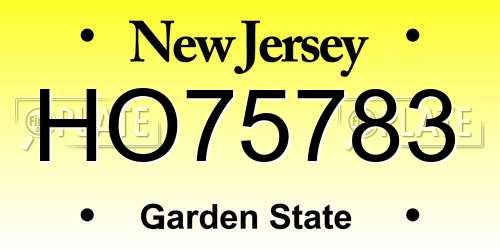 HO75783 New Jersey License Plate