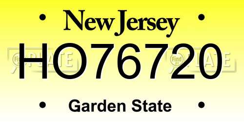 HO76720 New Jersey License Plate
