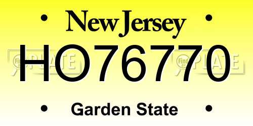HO76770 New Jersey License Plate