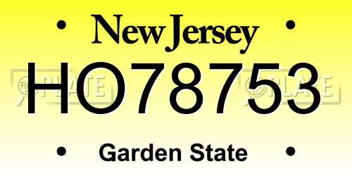 HO78753 New Jersey License Plate