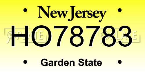 HO78783 New Jersey License Plate
