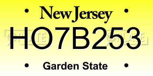 HO7B253 New Jersey License Plate