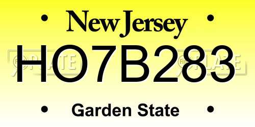 HO7B283 New Jersey License Plate